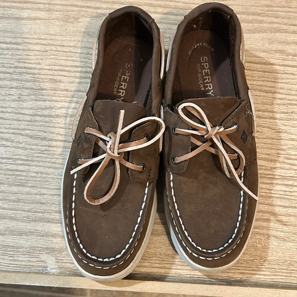 Sperry Cup II brown Leather Boat Shoes Big Kids Size 3M